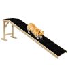 PawHut Dog Ramp Pet Ramp for Bed, Non-Slip Carpet, Top Platform, 74" x 16" x 25", Natural